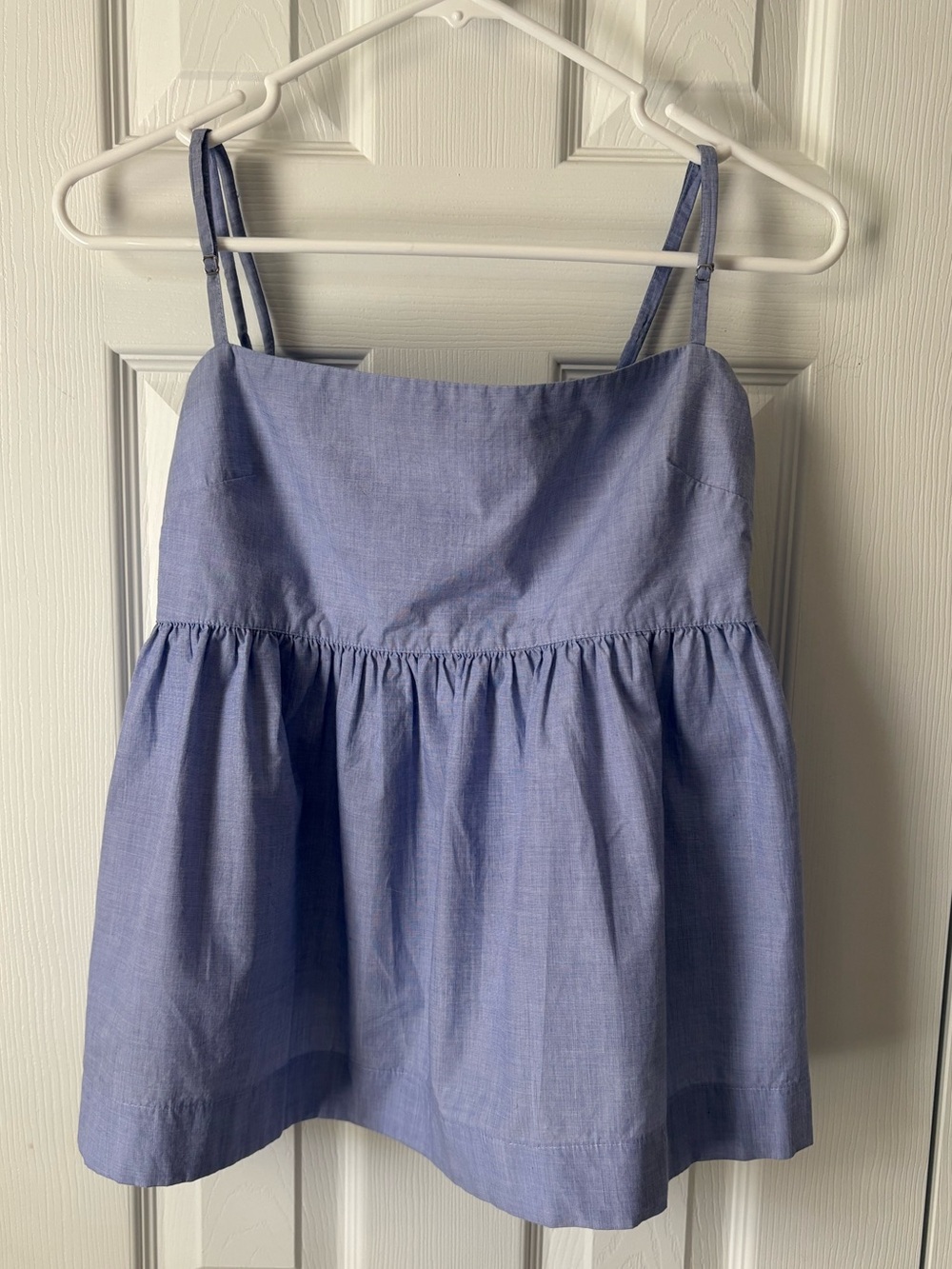 J.Crew Women’s Chambray Cotton Baby Doll Camisole Top, Size L $25 Worn once